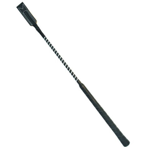 Noir et brun - Cravache bicolore avec poignée en caoutchouc et bout en cuir longueur 65 cm (1/2)