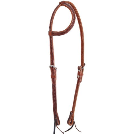 Taglia unica, Cognac: Bandeau western en cuir vannerie (1/2)