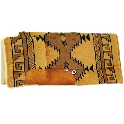 Beige Camel et Marron - Dessous de siège western à garrot ouvert et surélevé en laine polaire rembourrée de laine pure et de renforts de cuir (1/3)