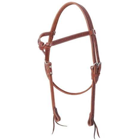 Taglia unica, Marron: Bandeau western en cuir avec panneau frontal à nœuds en vannerie