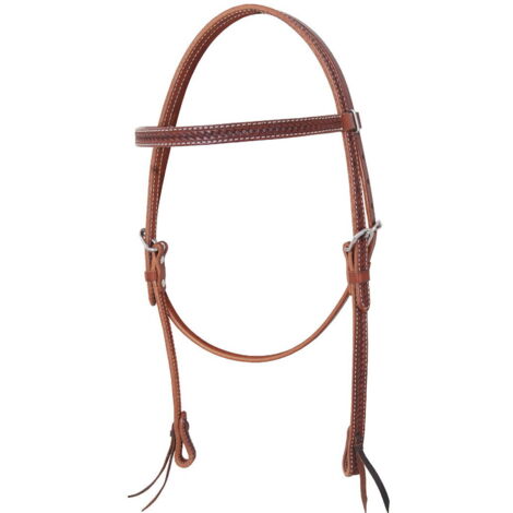 Taglia unica, Cognac: Bandeau western en cuir avec vannerie devant droit (1/2)