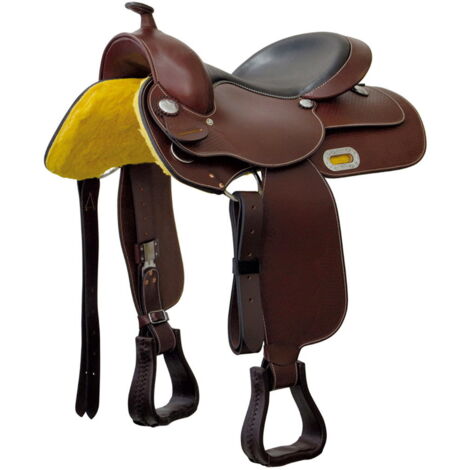 15,5", Marron: Selle western reiner avec siège en cuir lisse modèle JJ