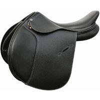 17,5 = 44 cm, marrone: Henri De Rivel Selle d'obstacle classique en cuir avec siège profond