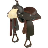 15", nero: Selle western en cuir synthétique avec jupe carrée