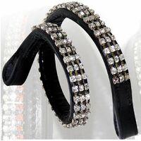 Full, Nero: Vainqueur devant en cuir avec trois rangées de strass de 13 mm