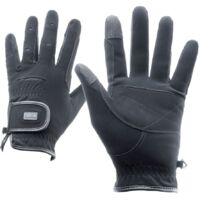 XS, Blanc 01: Gants d'équitation en daim technique avec doubles inserts en Lycra sur les articulations.