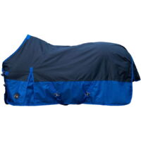 155 cm, blu navy tinta unita: Couverture de paddock pour chevaux modèle Chester en tissu extérieur 600 deniers avec doublure polaire