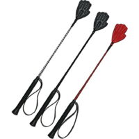 cm 65, Rouge et noir 06: Cravache Daslö en nylon tressé, main courante et embout en cuir en forme de main cm 65