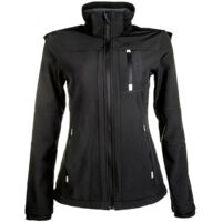 L, Noir: Veste d'équitation femme en tissu technique Softshell modèle Sport