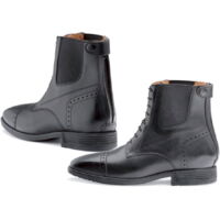38, Noir: Bottes d'équitation en cuir avec lacets élastiques