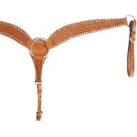 Taglia unica cob/full, Noir: Plastron western en cuir avec vannerie et inserts en acier inoxydable