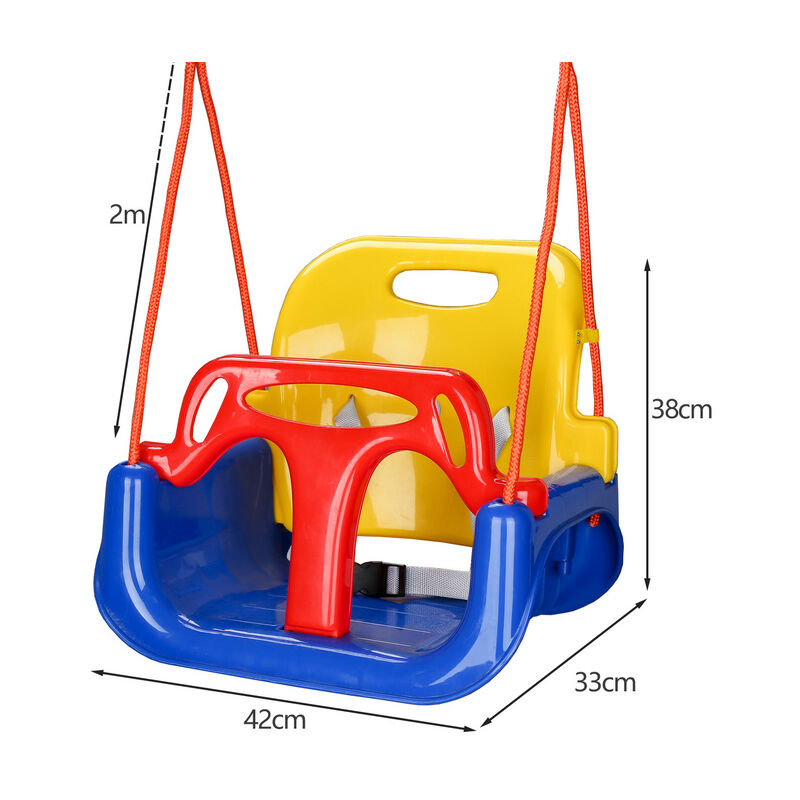 Columpio infantil con cinturón de seguridad 39 x 36 x 43 cm, silla asiento  colgante bebé, carga máxima 25 kg para casa, jardín