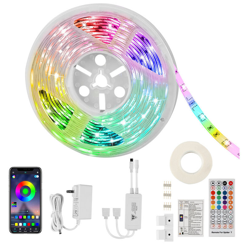 Hengda 10m Riossad Wifi LED Strip Smart RGB LED LED, sincronización musical, control de aplicaciones, rayas LED de cambio de color con 40 botones IR Remote Control, funciona con Alexa y Google Assistant