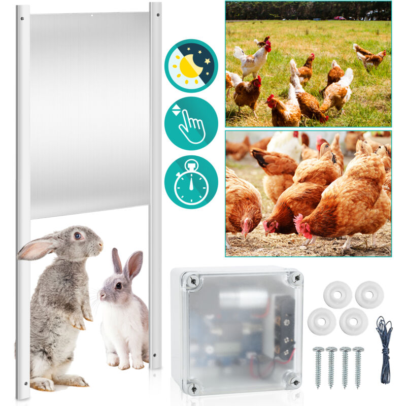 Puerta de gallinero automática, kit de apertura de puerta de pollo con  sensor de luz y temporizador 30x30cm 100-240V IP44 HW0120