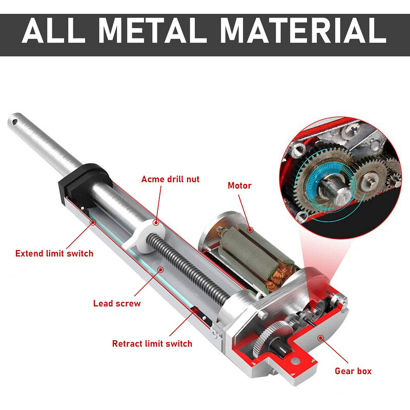 VEVOR VEVOR Actuador Lineal Motor 6000 N Ajustable 380-610 mm