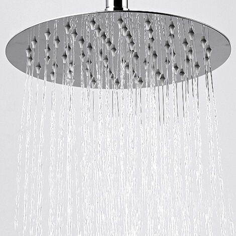 Relaxdays Cabezal ducha redondo efecto lluvia, 200mm, acero inoxidable,  brillante, ducha de lluvia 1/2 pulgada, plateado