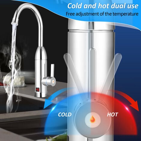 Grifo calentador de agua eléctrico de 3200 W, indicador de temperatura