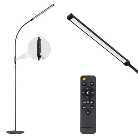 Hengda Lámpara de pie LED, lámpara de lectura LED, regulable con 3  temperaturas, mando a distancia