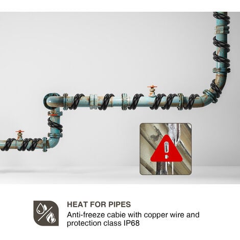 Cable calefactor de protección contra las heladas autorregulable con  termostato 8m 128W