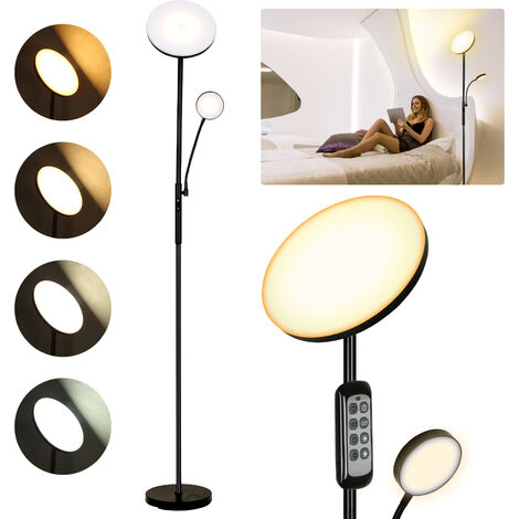  Lámpara de pie LED regulable, 5 niveles de brillo y 2 colores,  lámpara de pie de lectura de cuello de cisne flexible para sala de estar,  dormitorio, lámparas de pie táctiles