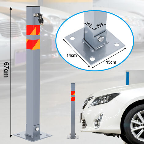 3X Barrera de aparcamiento Poste delimitador plegable angular de 65 cm  Barrera de aparcamiento para hormigonar