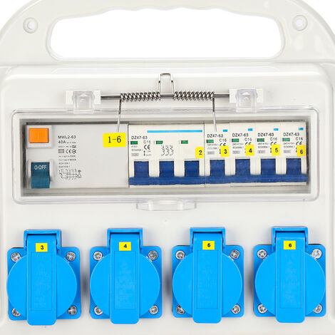 Hengda Cuadro eléctrico monofásico Distribuidor de corriente 2 x CEE 400V /  16A 32A 4 x 230V