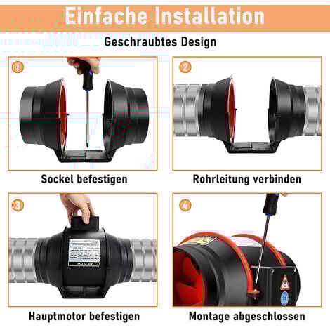 Hengda Extractor de conductos Ventilador 100mm 40W 310m³/h con mando a distancia