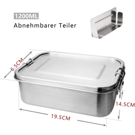 Fiqops Bento Box Acciaio Inox 2 Pezzi 800ml - Porta Merenda Senza Plastica