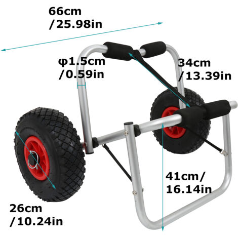 Carrello Pieghevole Per Kayak E Canoe - In Alluminio, Portata 80 Kg - Foto 5