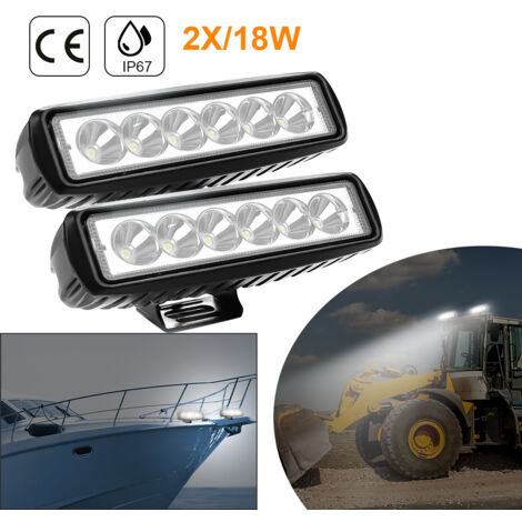 2 Luces LED De Trabajo Redondas - 72W, 3000LM, IP67 - 5 Modos De Luz - Para Coche, Tractor, Barco, 4x4