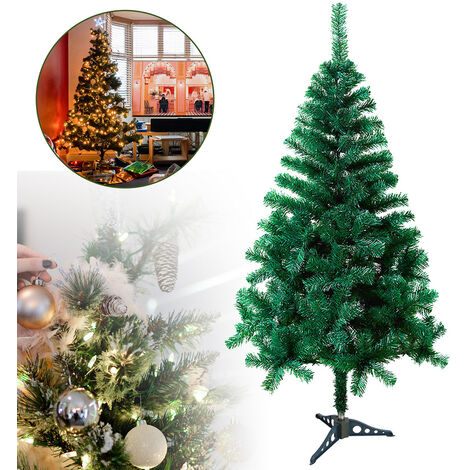 Hengda Árbol de Navidad artificial, abeto, tronco verde, material PVC, que  incluye soporte de madera, árbol