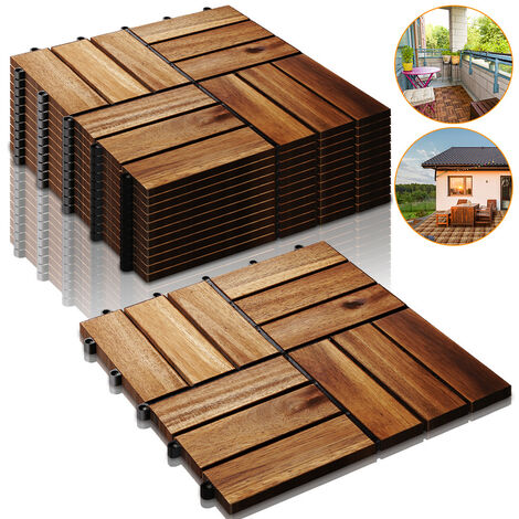 Outsunny Set de 27 Baldosas de Madera 30x30 cm con Área de 2,5 m² Losetas  Sistema de Clic para Balcón Terraza Jardín Marrón Oscuro