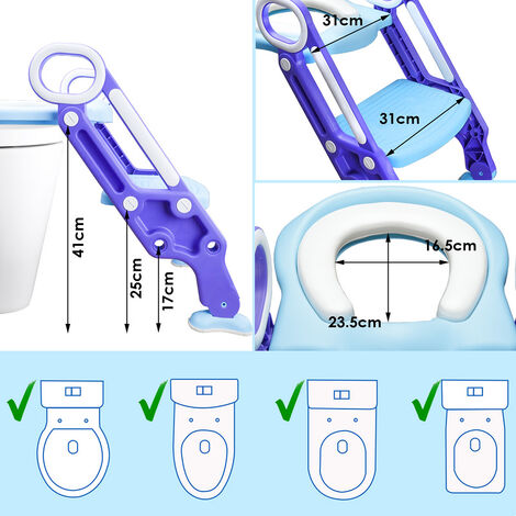 Adaptador WC Niños con Escalera, Reductor WC niños plegable con asa para  niños, Escalera de inodoro ajustable en altura con asiento cómodo y  escalones extra anchos (Verde) : : Bebé