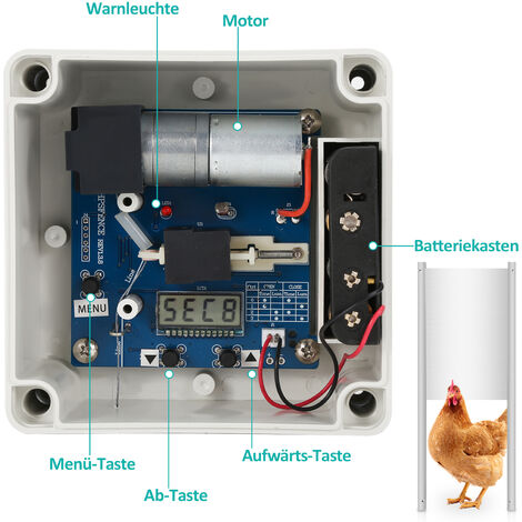 Hengda Puerta automática de gallinero con temporizador y sensor de luz para  gallinero de Seguridad 22x32cm