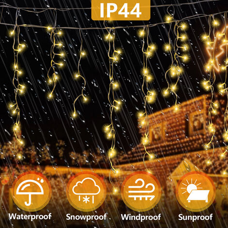 DeactiveHengda 15m 400 LED lluvia helada carámbano Navidad jardín luces cortina luces de hadas. blanco cálido