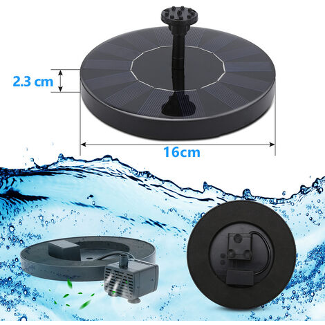 Fuente Solar Para Estanque Horuili - Bomba De Agua 5V 1.5W, 7 Estilos De Chorro, Panel Solar Incluido, Fácil Instalación