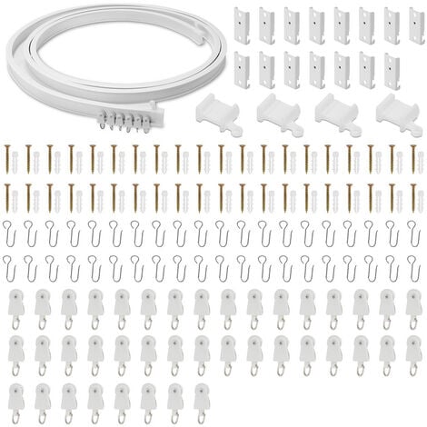 Kit de riel de techo plegable, riel de cortina flexible de 5M con 40 ganchos  para la habitación del hogar, la ventana y el baño de la oficina