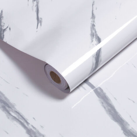 Hengda Vinilo autoadhesivo para muebles 2 piezas Blanco jaspeado 500x61 cm  PVC, renovación y decoración