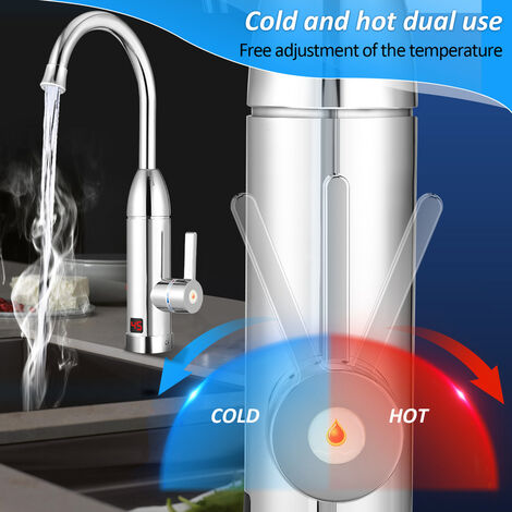 Mini calentador de agua eléctrico instantáneo, grifo de baño de 3 segundos  con calefacción, 3500W, enchufe