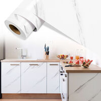 Papel adhesivo Película adhesiva decorativa para muebles PVC Papel pintado  autoadhesivo impermeable brillante Mármol blanco 500x61 cm