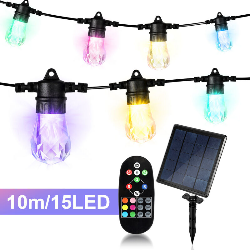 Ghirlanda Solare LED - 10 metri - 10 Lampadine E27 - con Telecomando