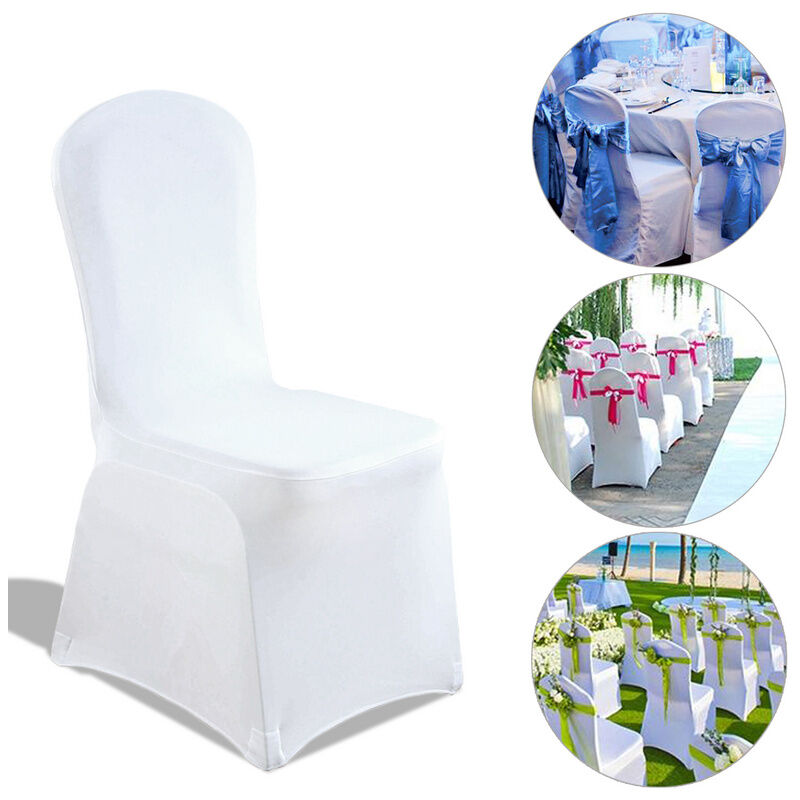 Hengda Coprisedie moderno banchetto bianco per sedie senza braccia  poliestere e Elastane Party Celebration decorazione 10 pezzi