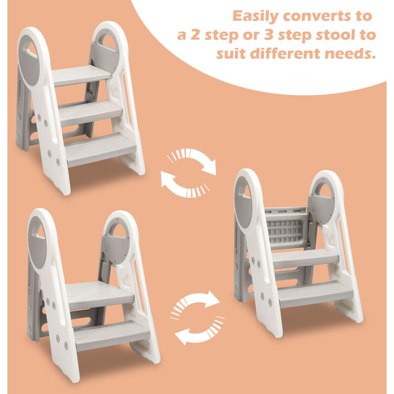 Sgabello A Due Gradini UCAMP Per Bambini - Antiscivolo E Antiribaltamento, Portata 90 Kg, Per Bagno E Cucina
