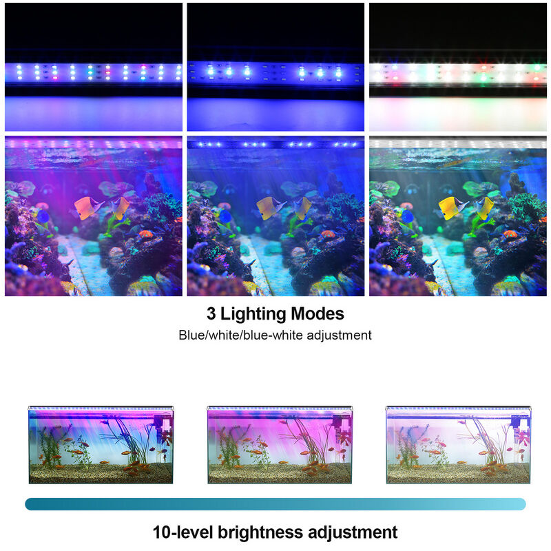 Hengda Acquario a LED, illuminazione regolabile a spettro completo RGB per  piante d'acquario d'acqua dolce, 30-45cm