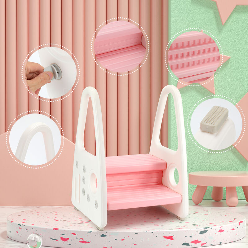 Hengda Gradino per bambini - 2 gradini - Polietilene ad alta densità - Per  bagno, toilette - Rosa
