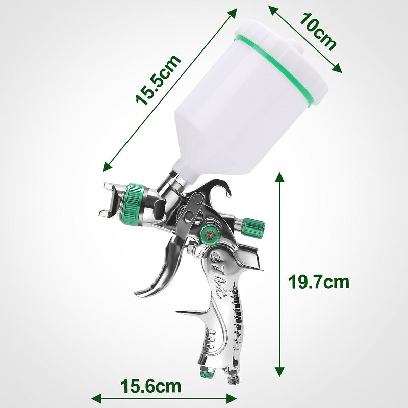 Hengda 2x Pistola a spruzzo HVLP con tazza da 600 ml di liquido Pistola  pneumatica a spruzzo per verniciatura ad aria compressa 3 dimensioni di  ugelli