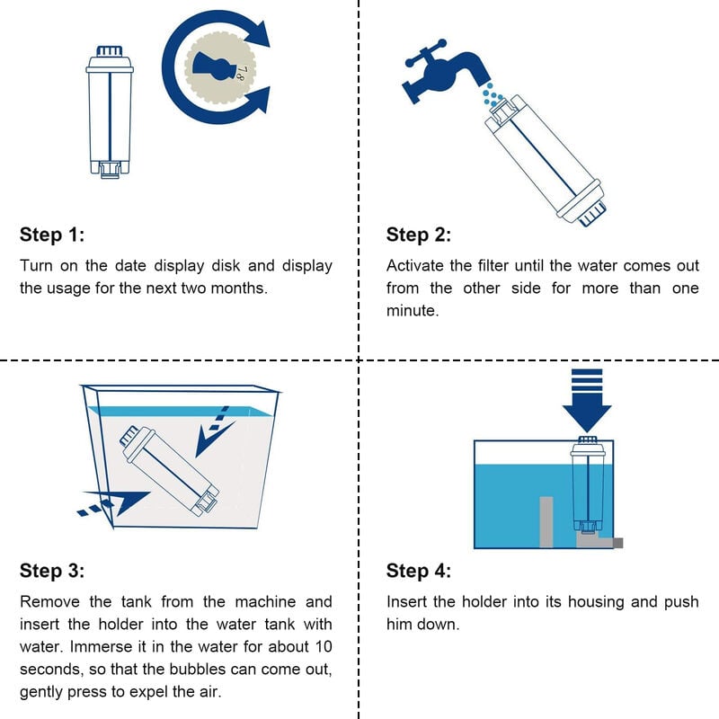 Hengda Set da 6 Filtro Acqua Compatibile con Delonghi DLSC002, Addolcitore  Filtro di Ricambio Compatibile con Delonghi ECAM, ESAM, ETAM