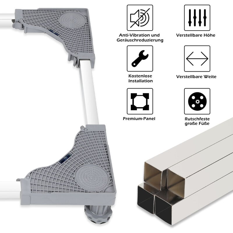 Hengda Base per lavatrice Carrello per frigorifero Carrello a rulli per  asciugatrice Lavatrice Congelatore Regolabile 41-66 cm 4 gambe