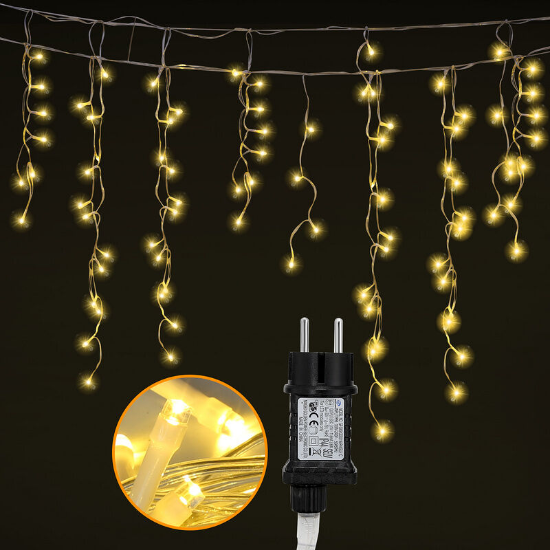 10m 200 LED Pluie Verglaçante Guirlande Lumineuse Glaçon Noël