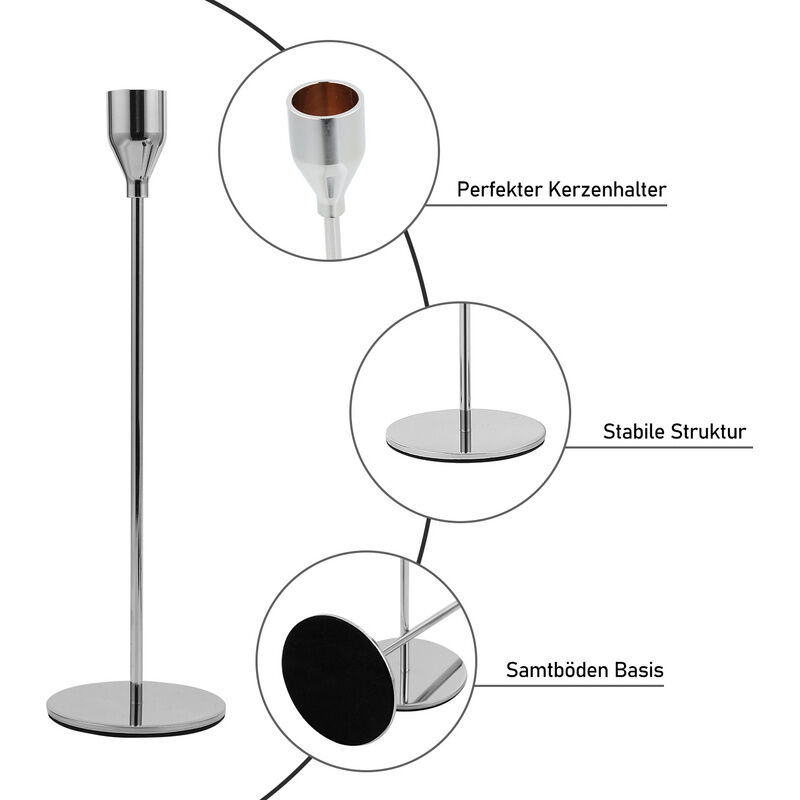 Hengda Portacandele 3 pezzi in metallo, portacandele per la sala da pranzo,  il soggiorno e la casa - argento